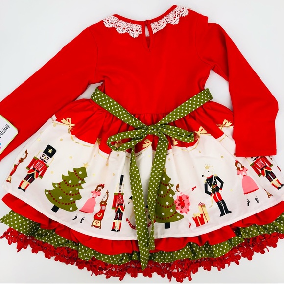 NWT Counting Daisies Nutcracker Print Holiday Christmas Ruffle Skirt Dress NEW - Picture 6 of 12